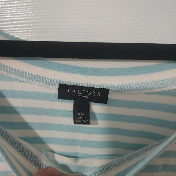 NWT Talbots Woman Blue and White Striped Long Bell Sleeves in Size 2X - Picture 2 of 11